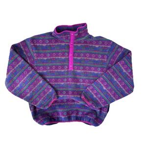 Vintage L.L. Bean Sweater Womens Medium Purple Fleece Mock Neck Pullover 90s